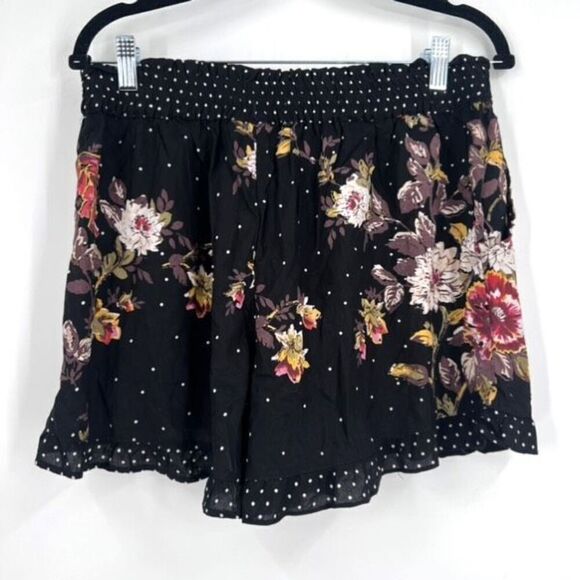Francesca's Women's Polka Dot Floral Front Tie Shorts Black Size XS NWT Hi‎ rise - Picture 1 of 8